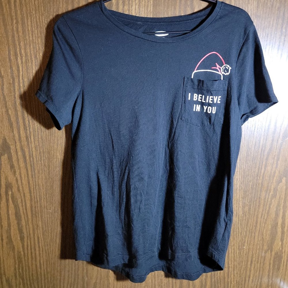 NWOT Old Navy Black I Believe in You Santa T Shirt Size Medium
